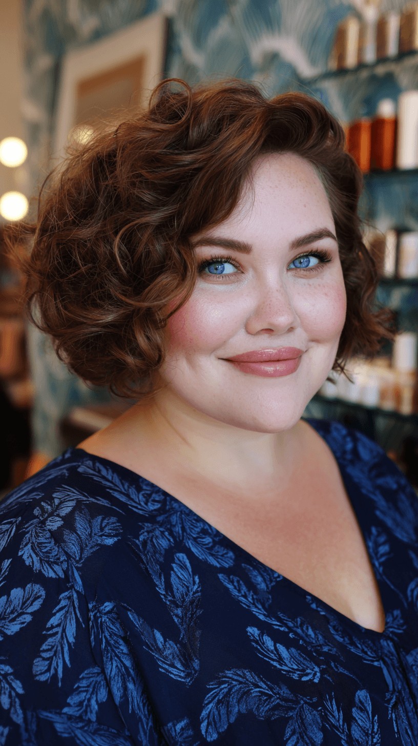 Charming Textured Curly Bob with Soft Layers