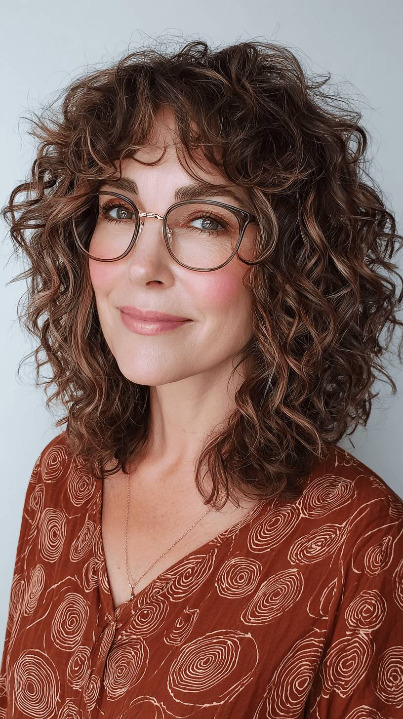 Chic Curly Modern Mullet with Defined Layers