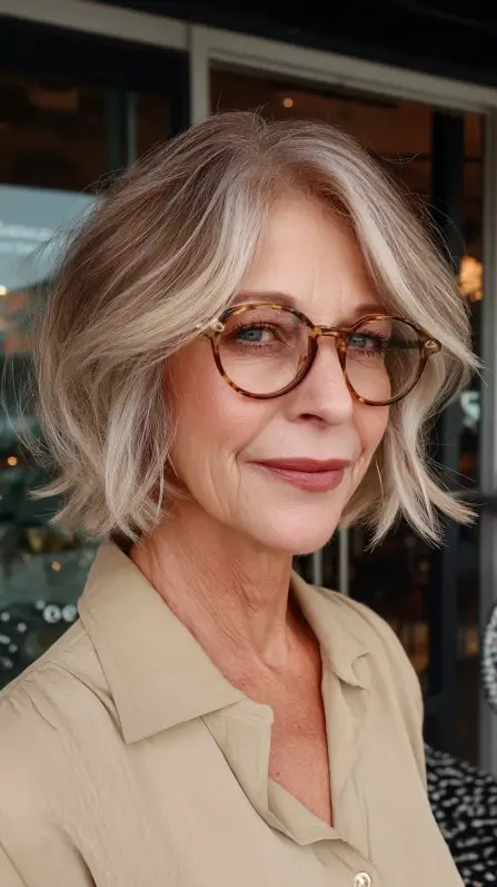 Chic Feathered Bob with Soft Layers and Highlights