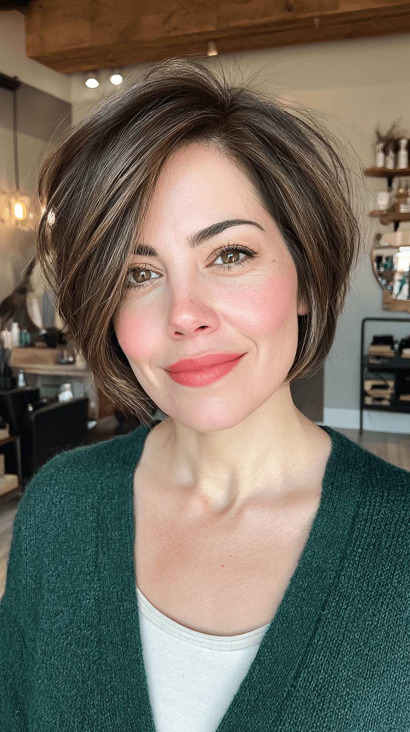 Chic Layered Asymmetrical Bob with Subtle Highlights