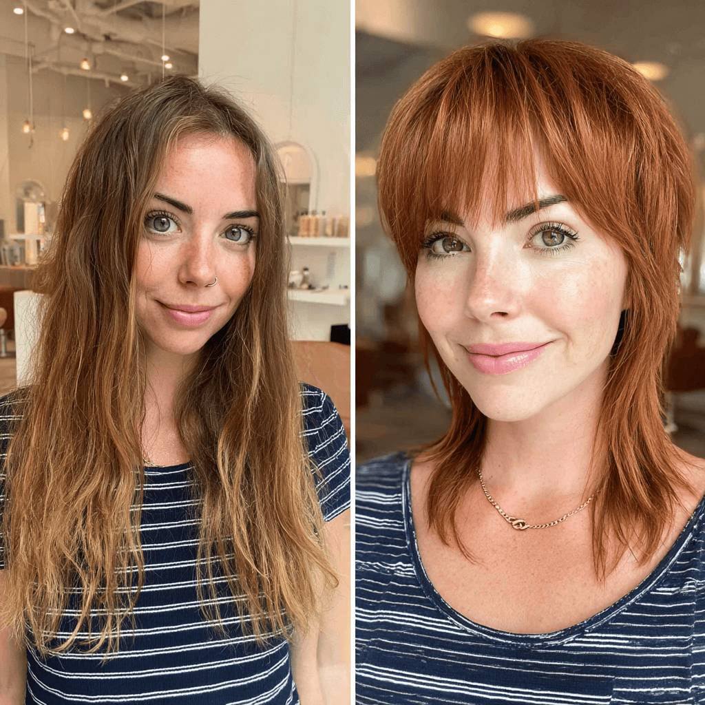 Chic Modern Mullet with Light Copper Tones