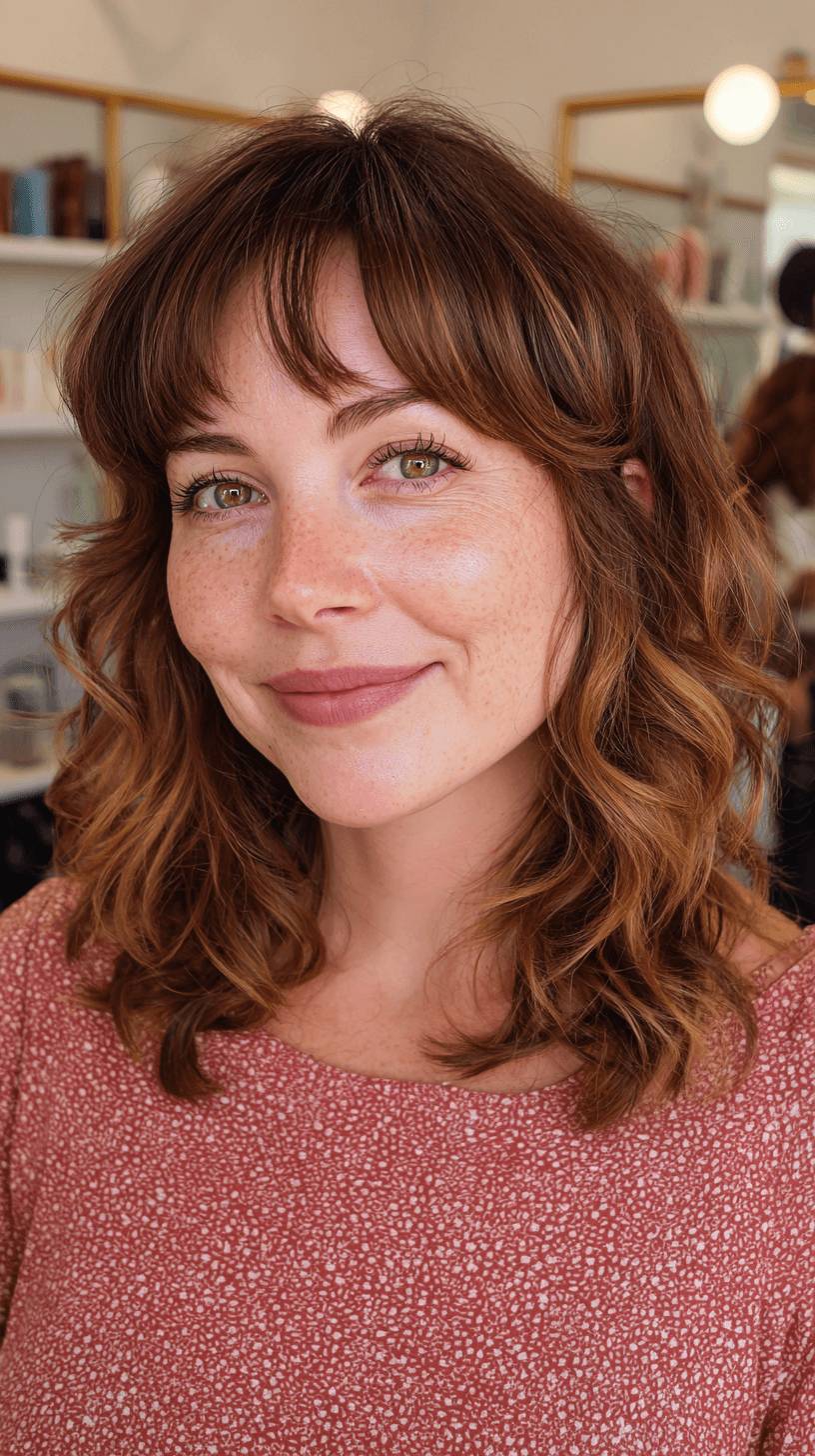 Chic Modern Mullet with Soft Curls and Bangs