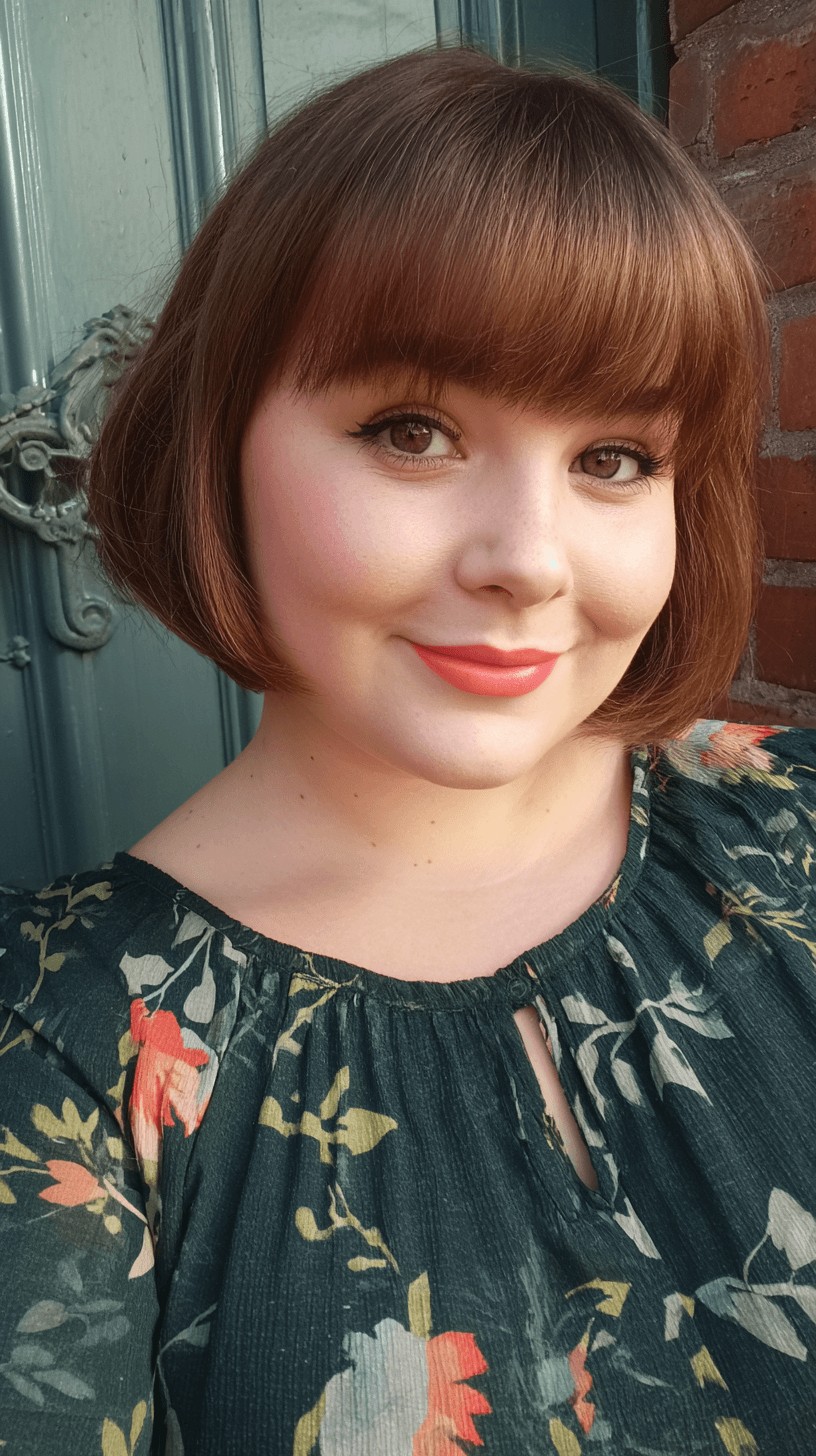 Chic Rounded Bob with Full Bangs