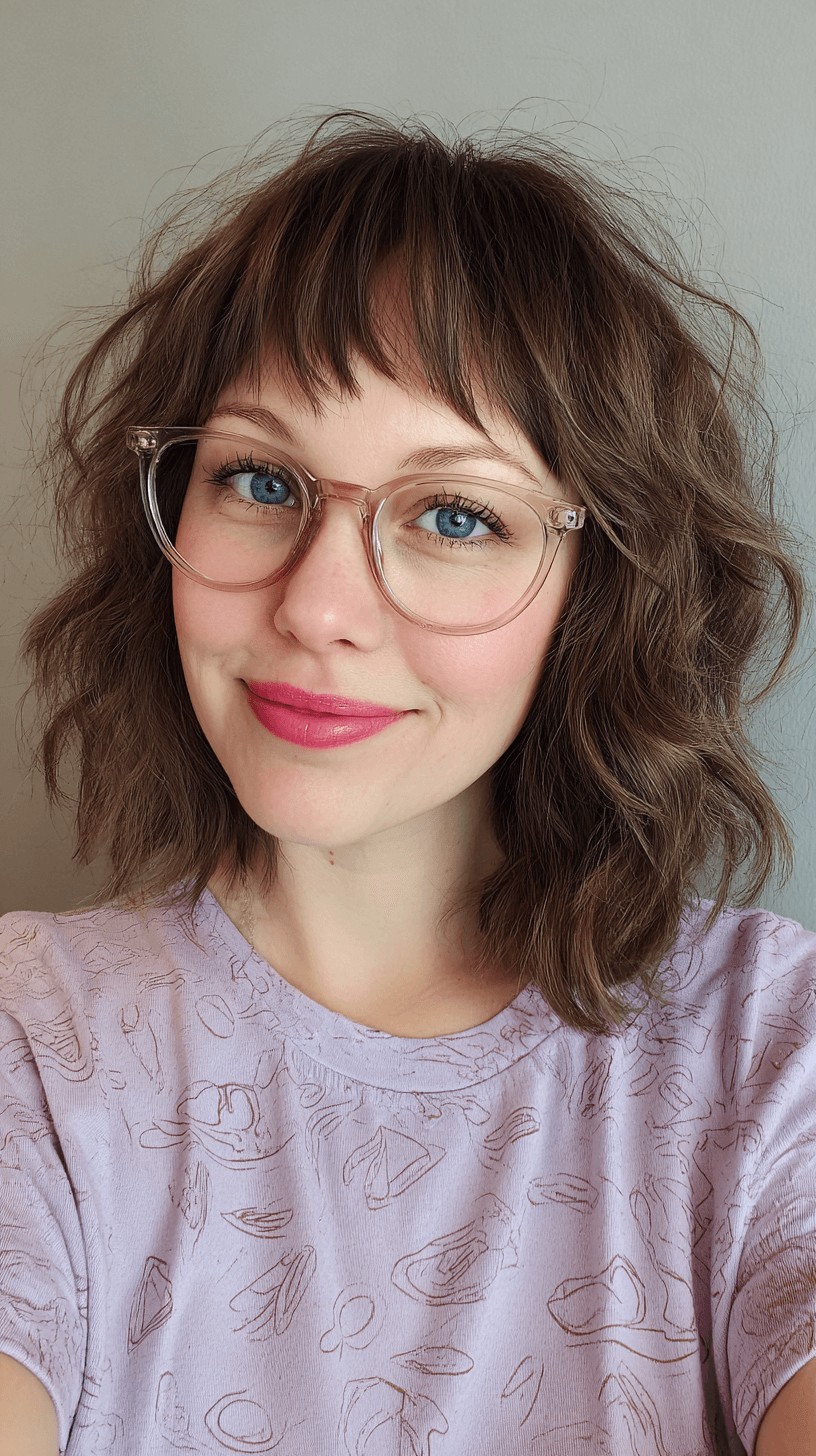 Chic Shaggy Bob with Textured Bangs
