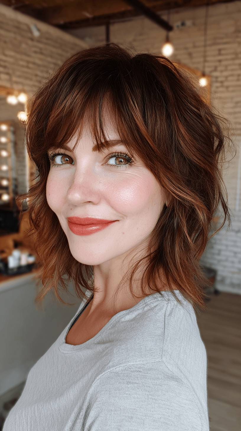 Chic Textured Mullet with Flattering Bangs