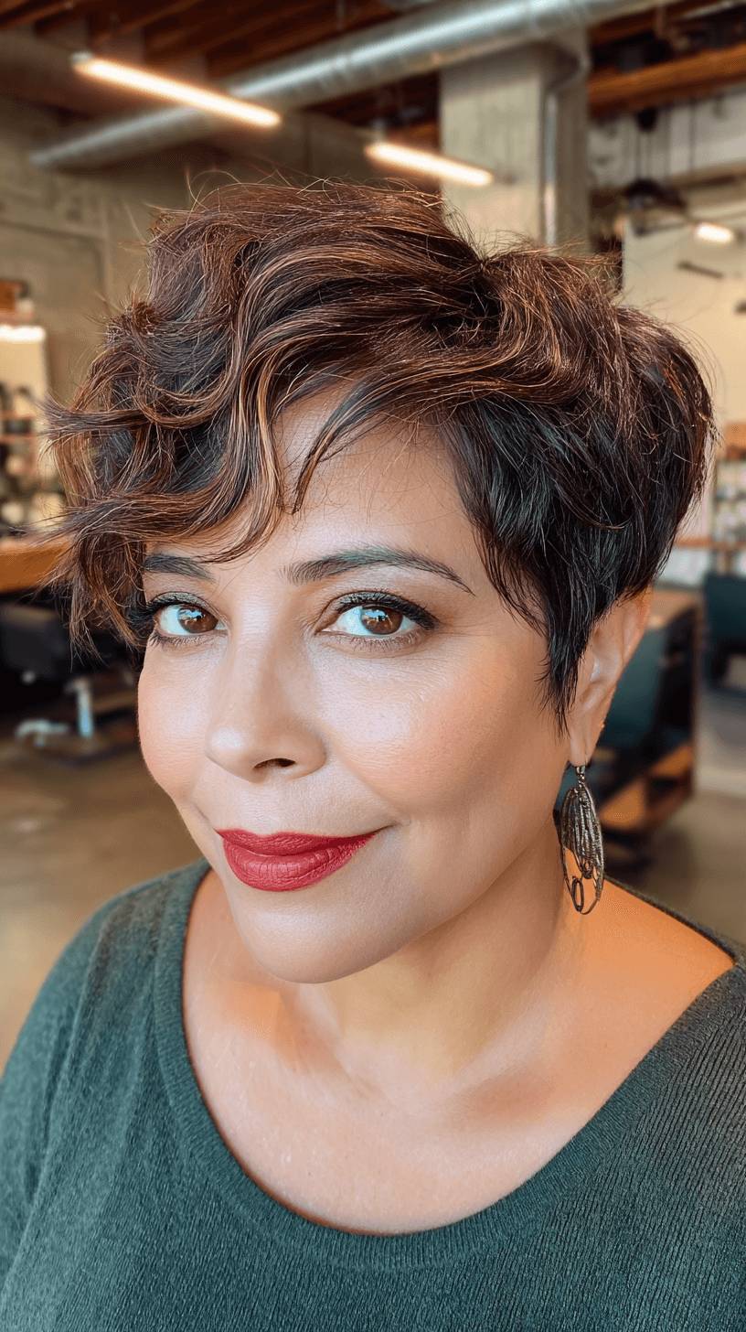 Chic Textured Pixie Cut with Soft Curls