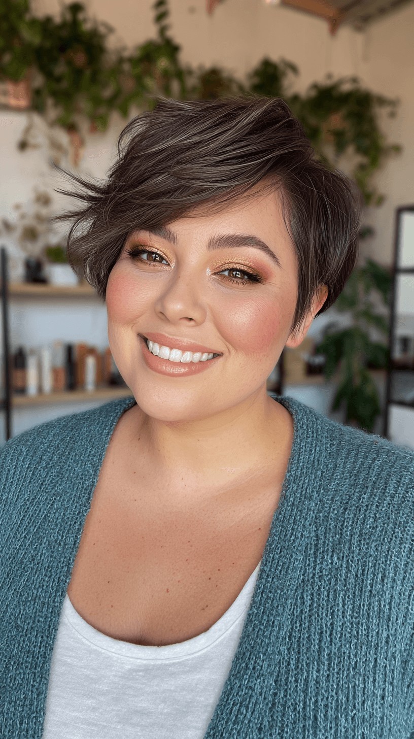 Chic Textured Pixie Cut with Soft Side Swept Bangs