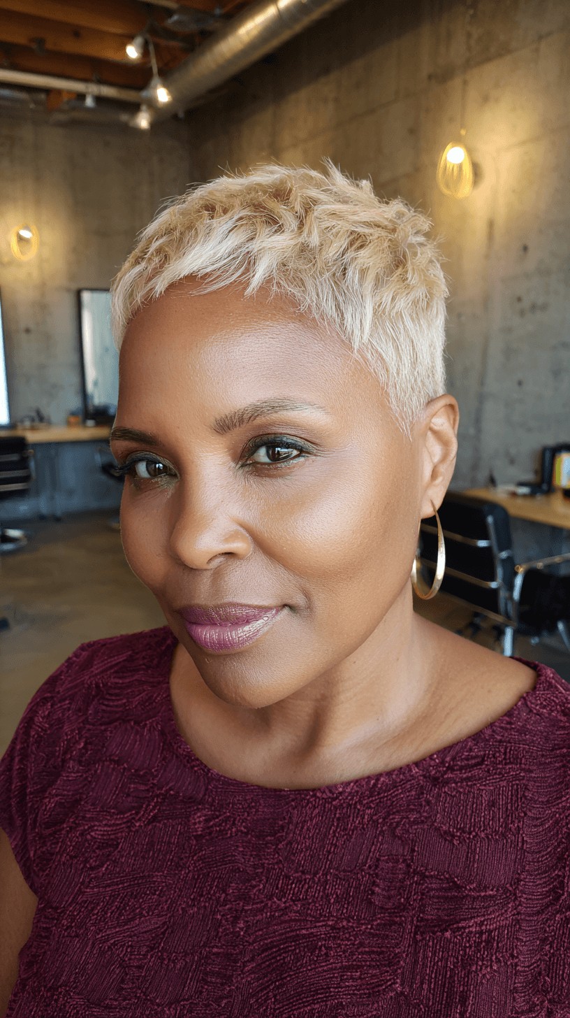 Chic Textured Platinum Crop with Defined Layers