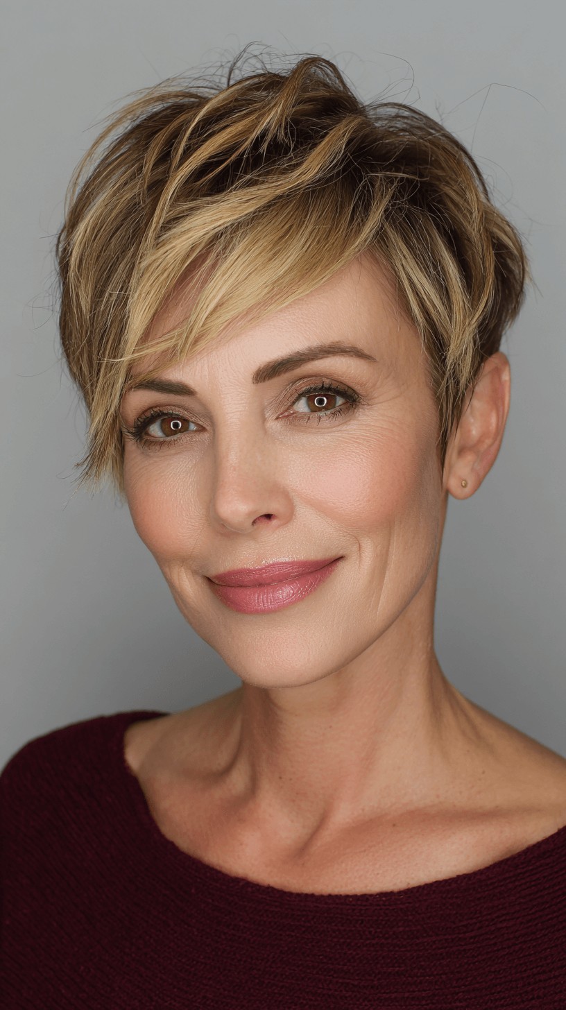 Chic Textured Short Dark Blonde Pixie with Subtle Layers