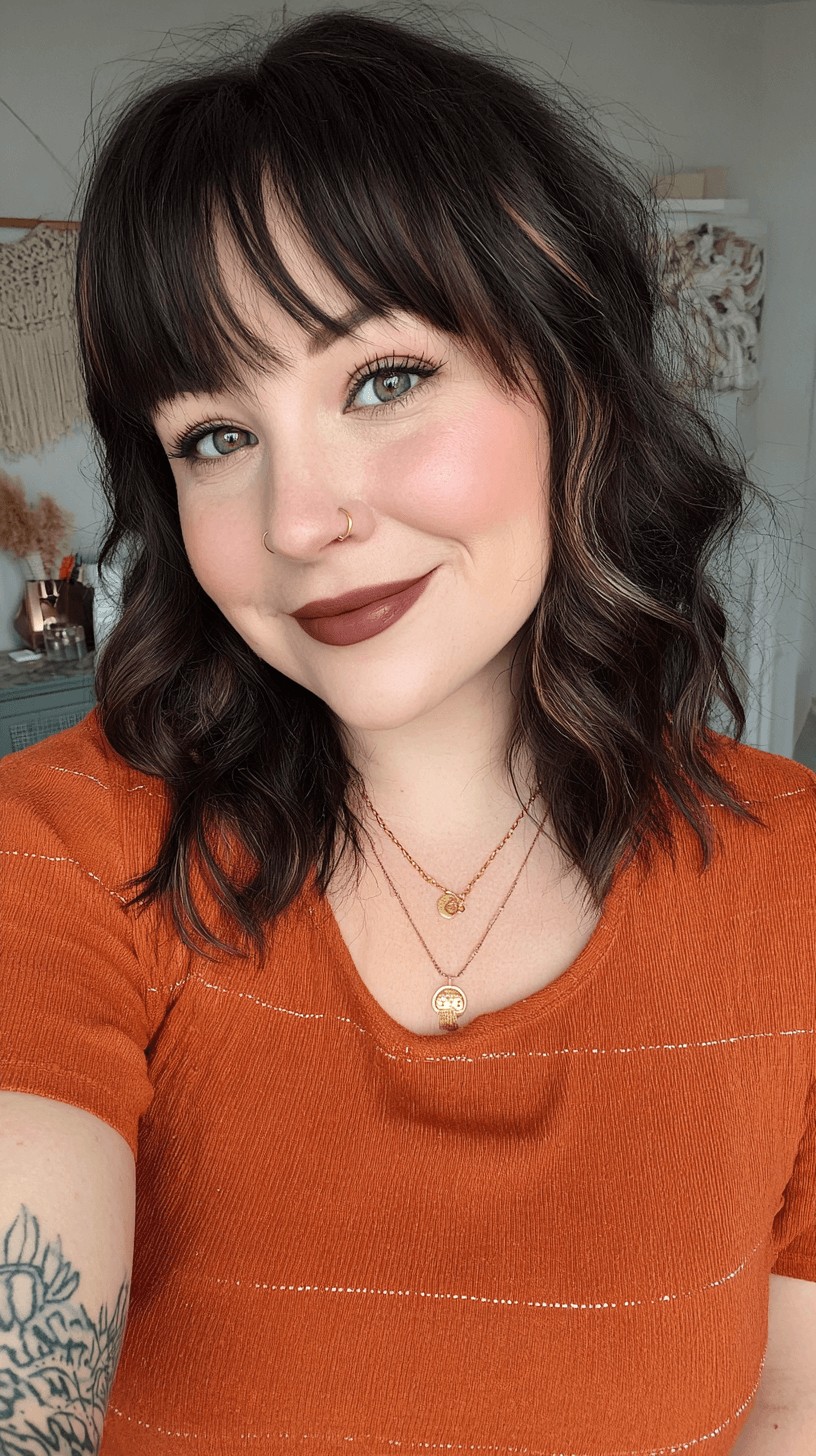 Choppy Shag with Subtle Highlights and Soft Bangs