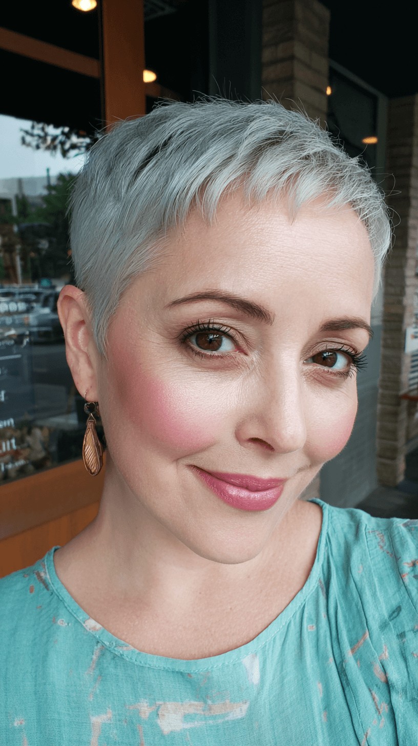 Edgy Silver Pixie with Textured Layers