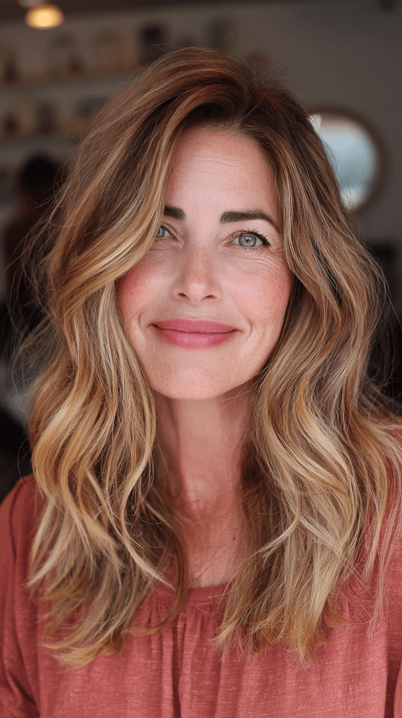 Effortlessly Beautiful Dark Blonde Waves with Soft Highlights