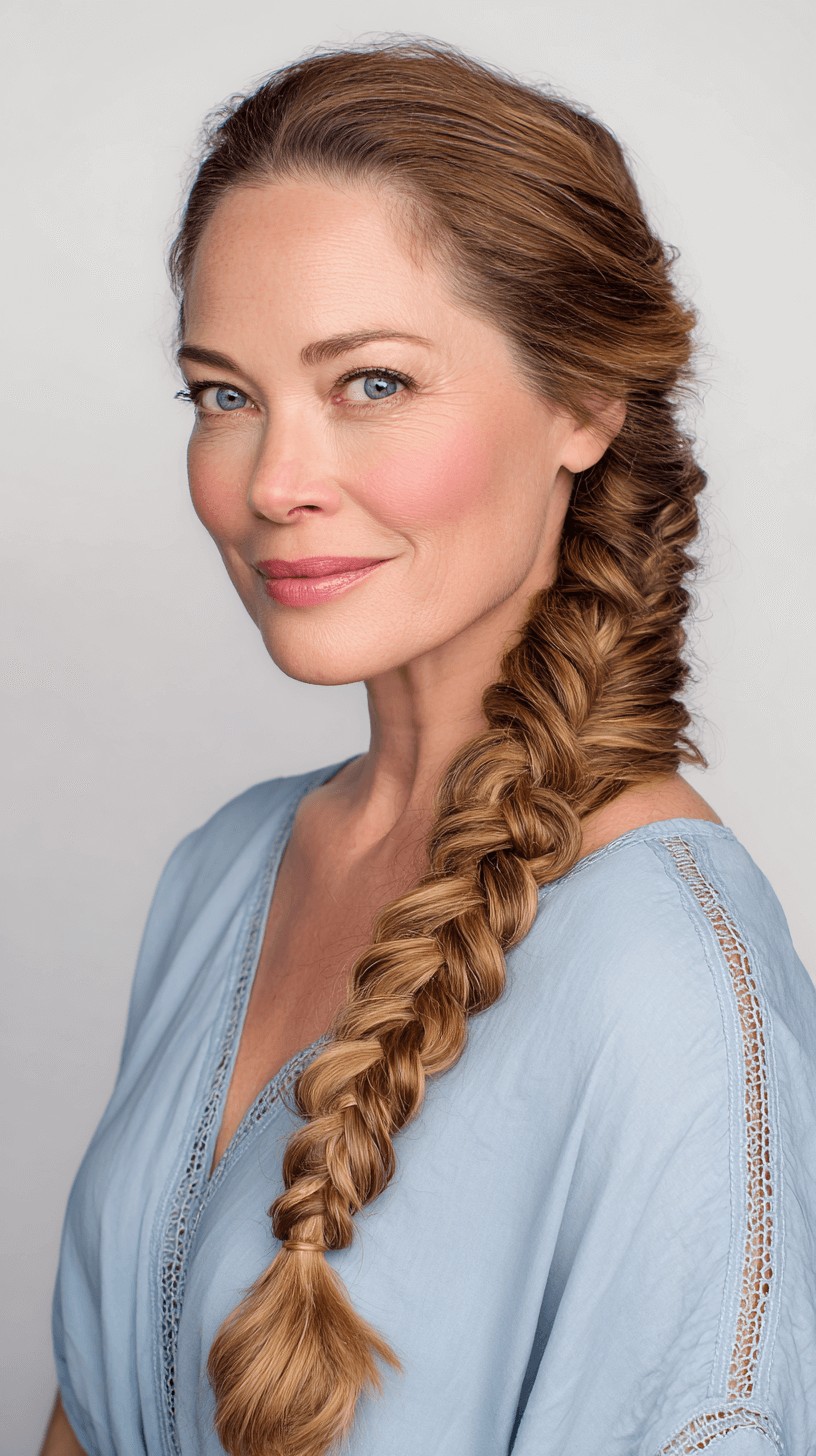 Elegant Braided Dark Blonde Hair with Soft Waves