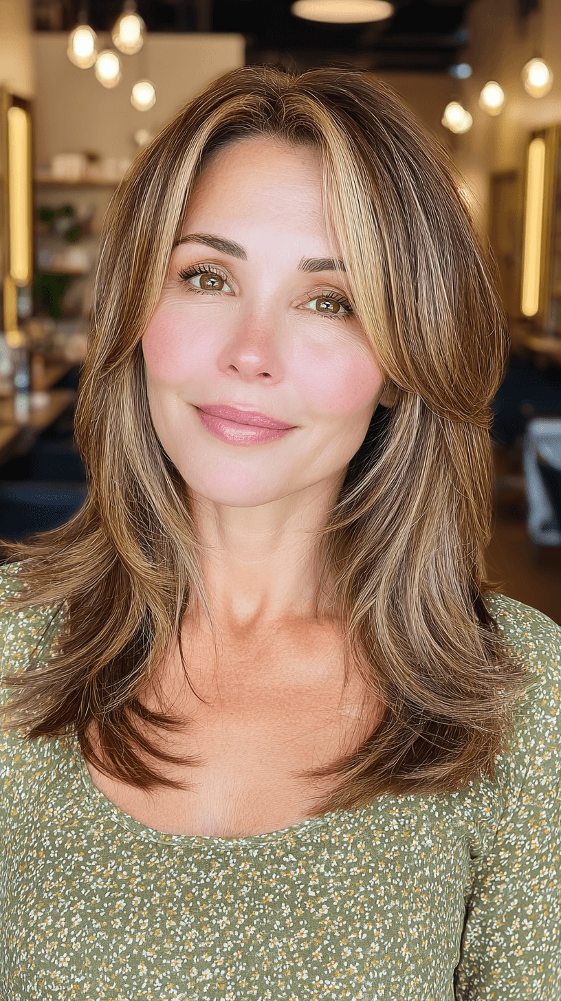 Elegant Long Dark Blonde Layers with Subtle Face-Framing Highlights