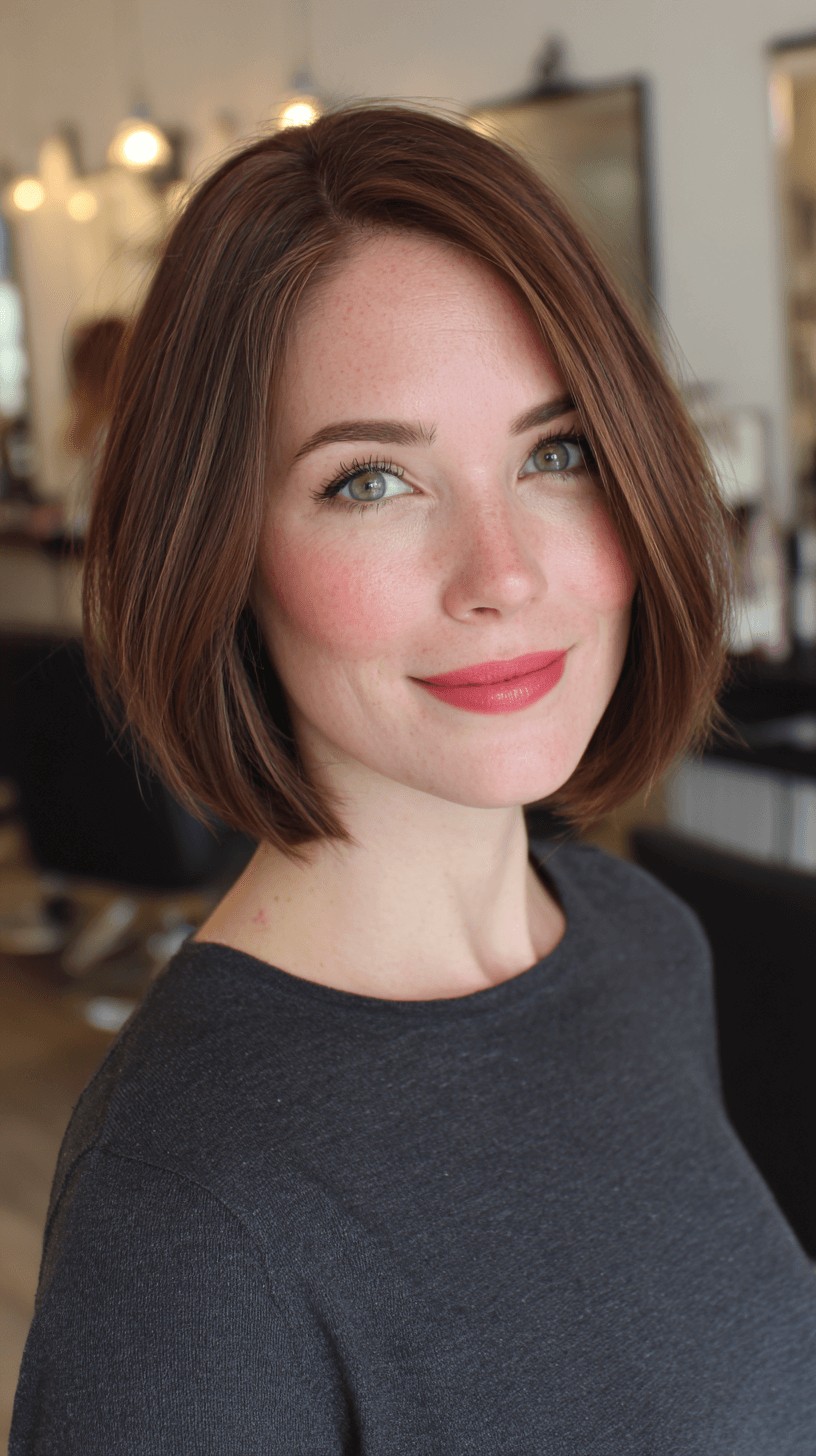 Elegant Rich Chestnut Bob with Subtle Texture