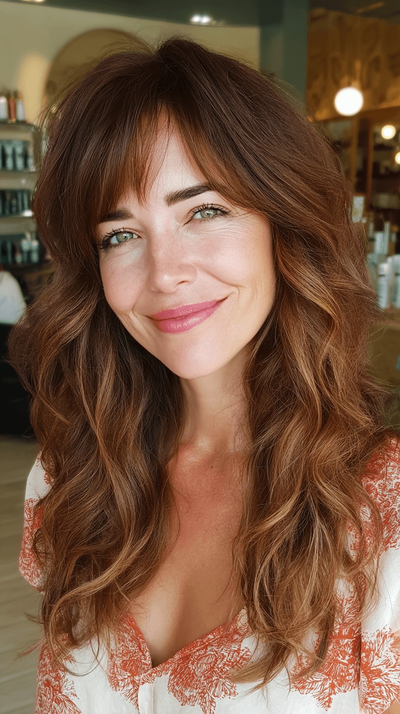 Elegant Shaggy Layers with Soft Bangs