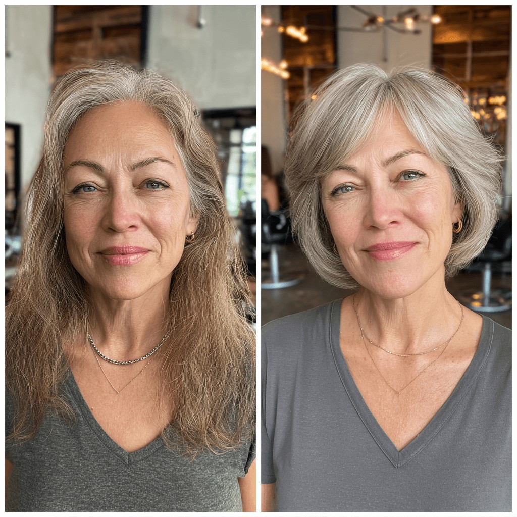 Elegant Soft Gray Bob with Subtle Volume