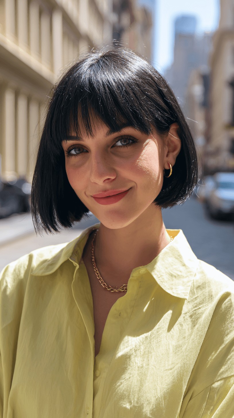 Modern Blunt Bob with Soft Bangs