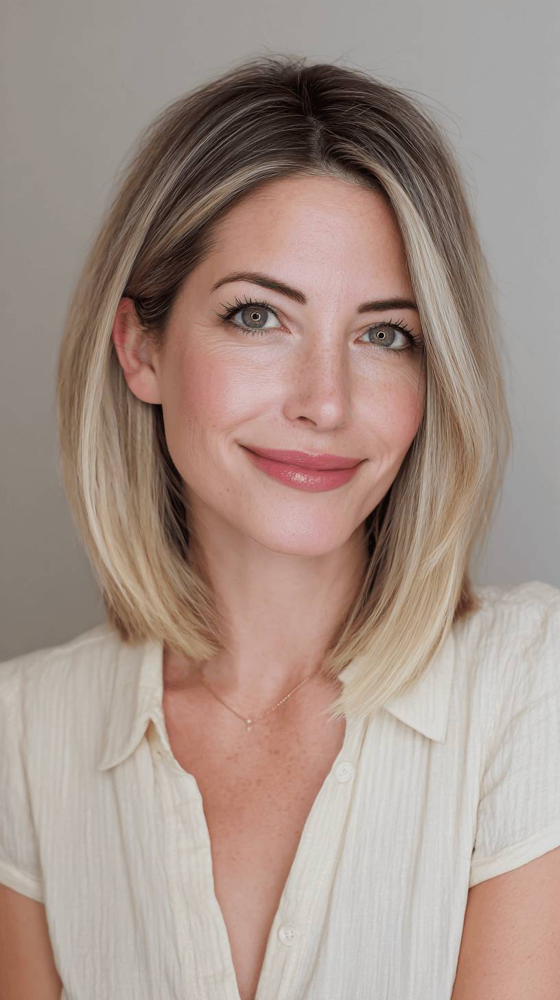Modern Sleek Long Bob with Subtle Highlights