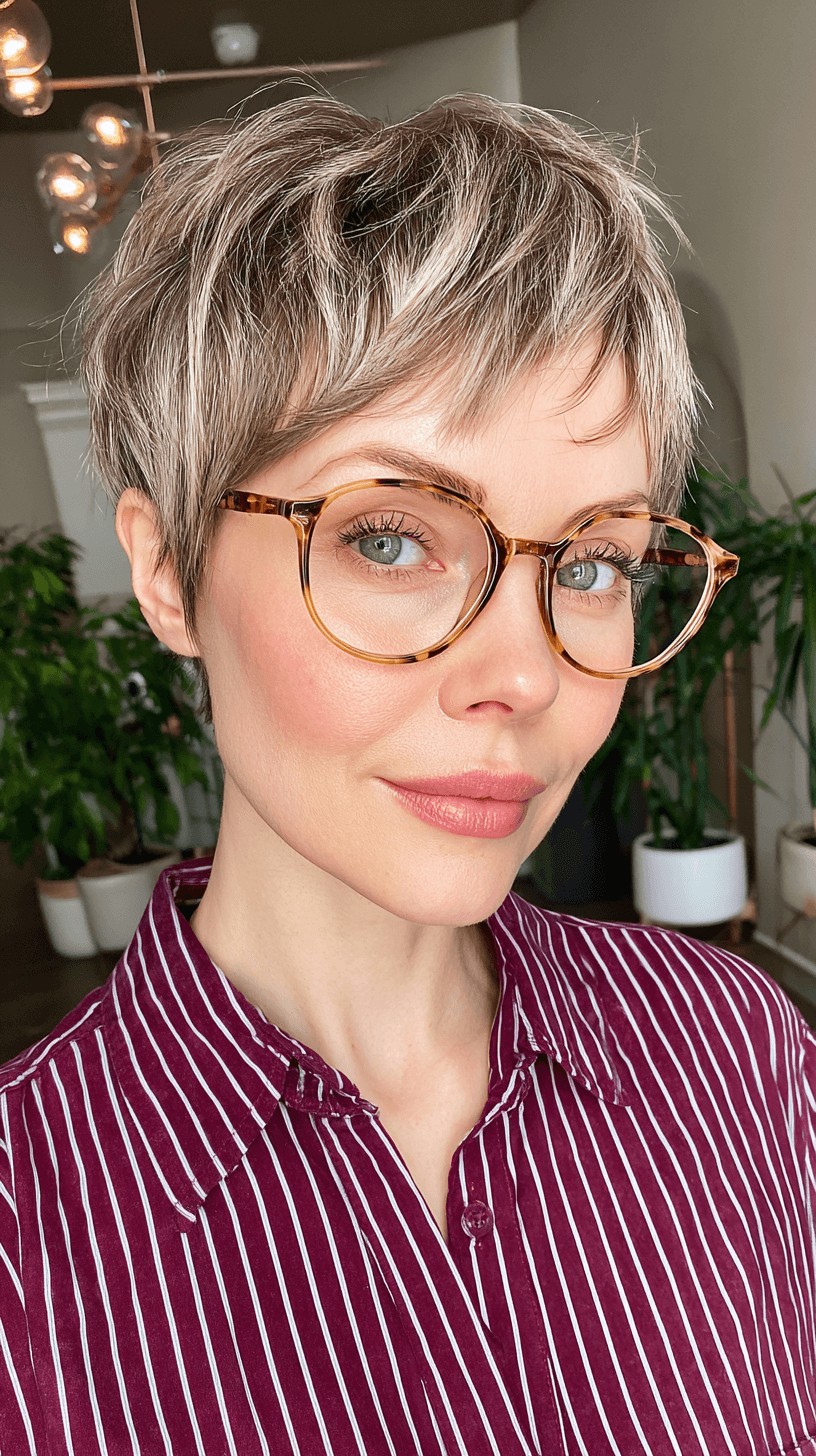 Modern Textured Ash Blonde Pixie with Subtle Layers