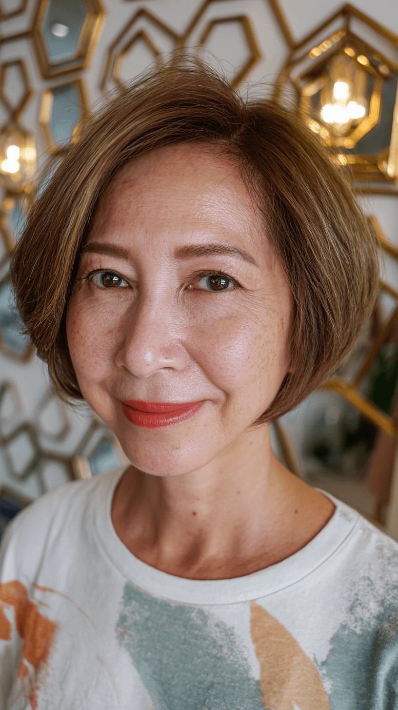 Modern Textured Bob with Subtle Warm Highlights