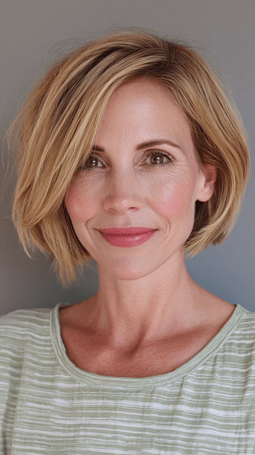 Modern Textured Dark Blonde Bob with Soft Waves