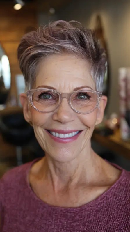 Modern Textured Pixie with Soft Lavender Tones
