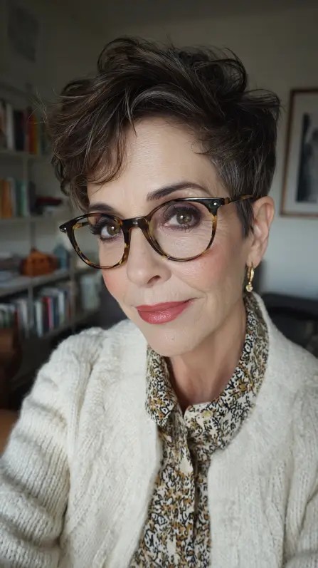 Modern Textured Pompadour Pixie with Defined Curls