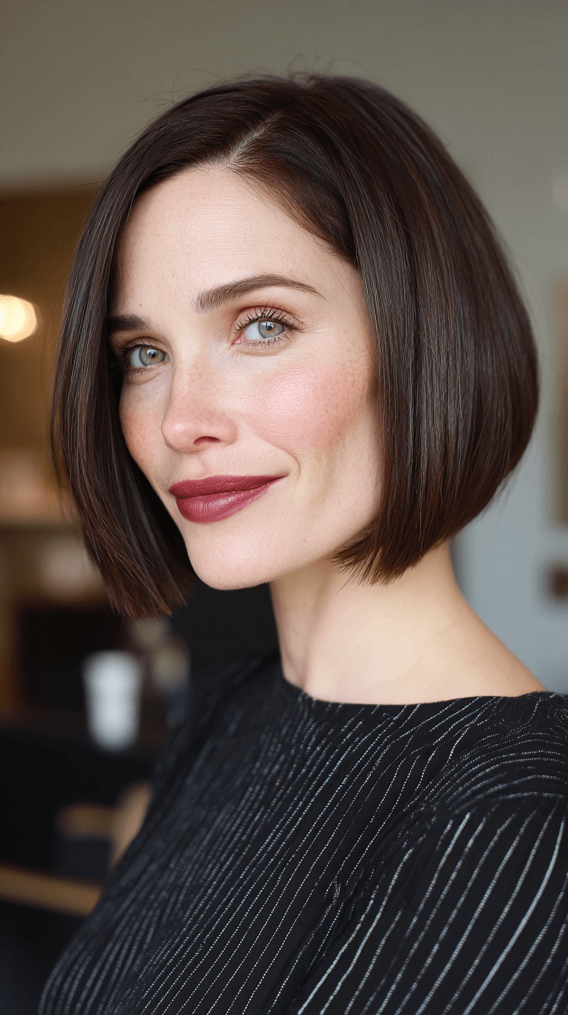 Sleek Angular Bob with Subtle Shine