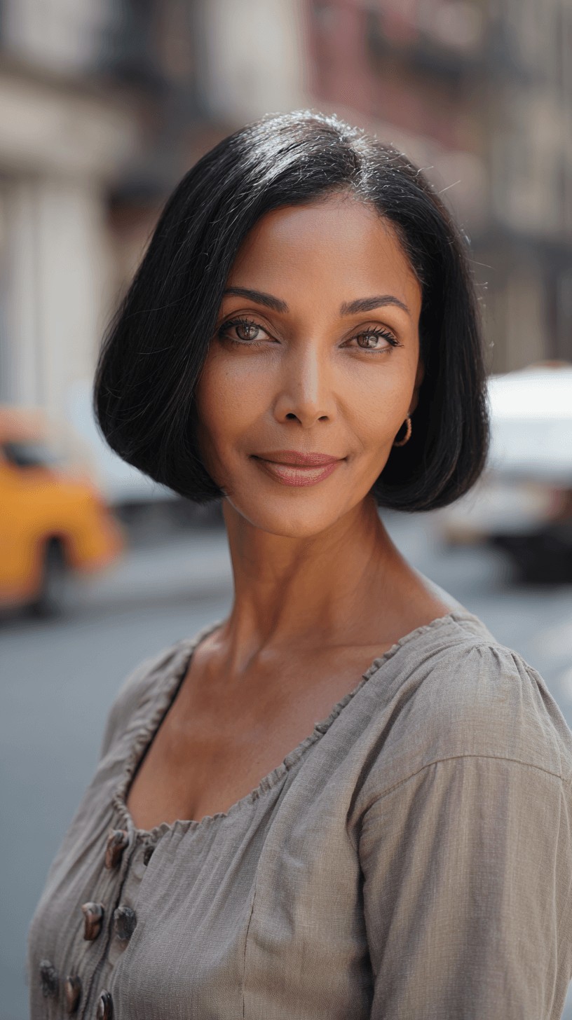 Sleek Blunt Bob with Subtle Textured Ends