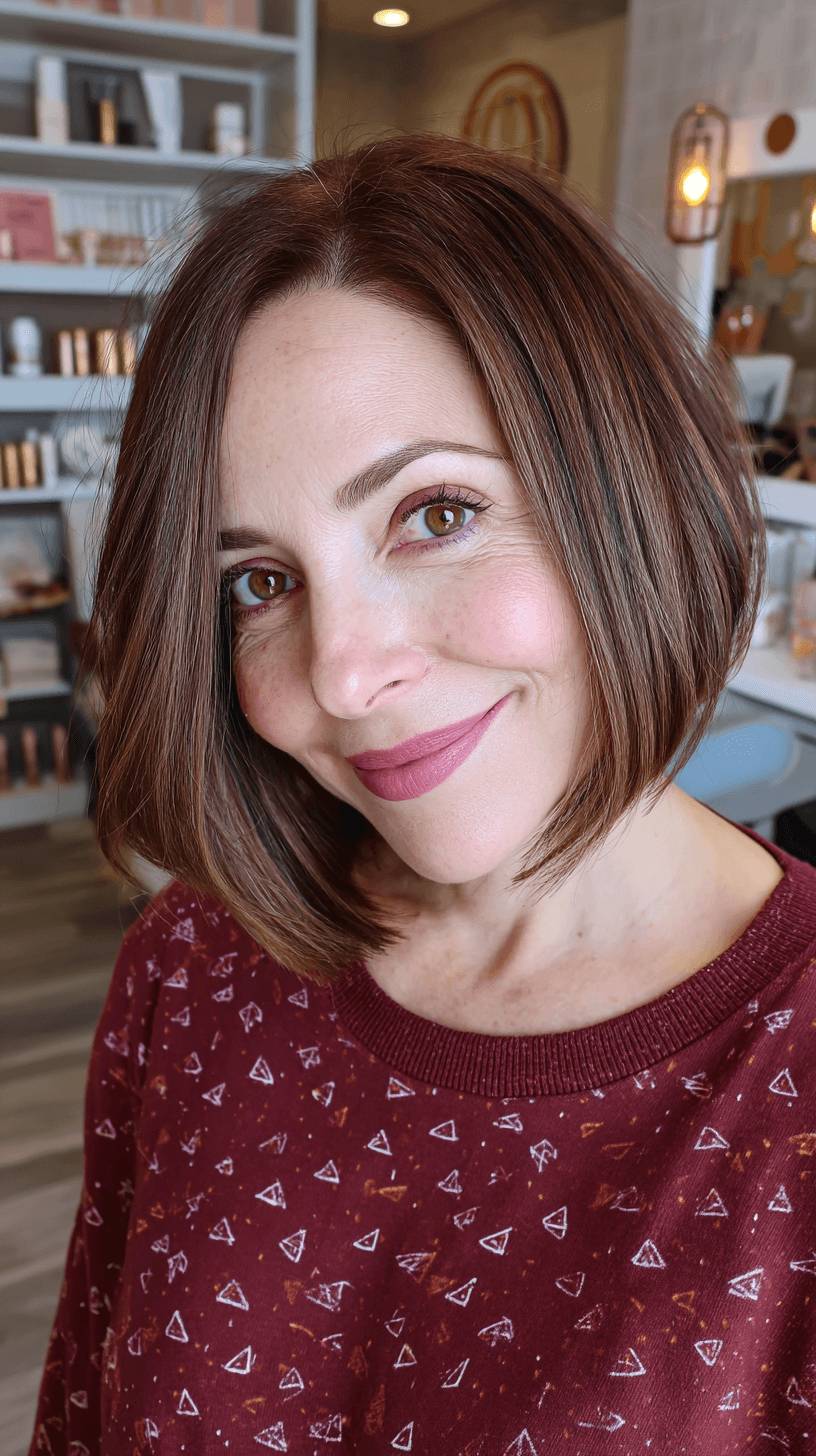Sleek Chocolate Bob with Subtle Layering