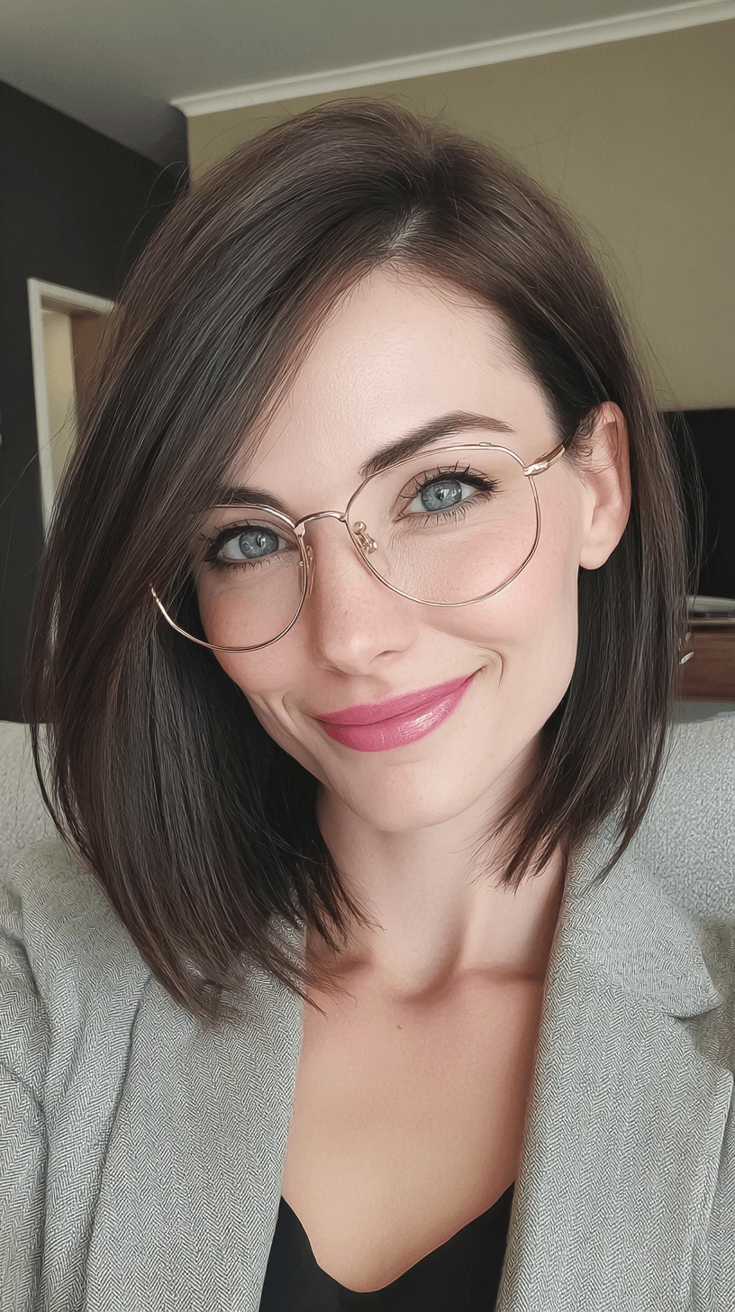 Sleek Dark Brown Blunt Bob with Subtle Shine