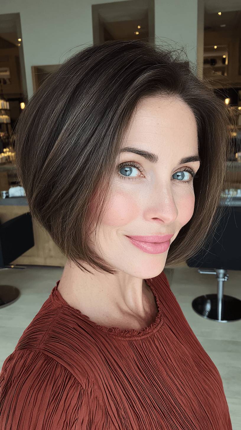 Sleek Dark Chocolate Bob with Subtle Layering