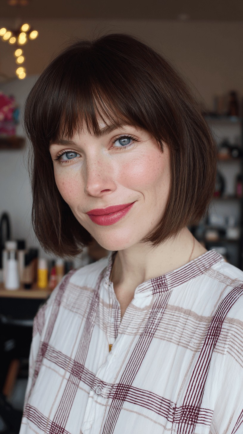 Sleek Inverted Bob with Soft Fringe