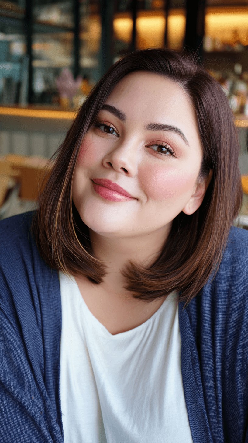 Sleek Mid-Length Blunt Cut with Subtle Face-Framing Layers