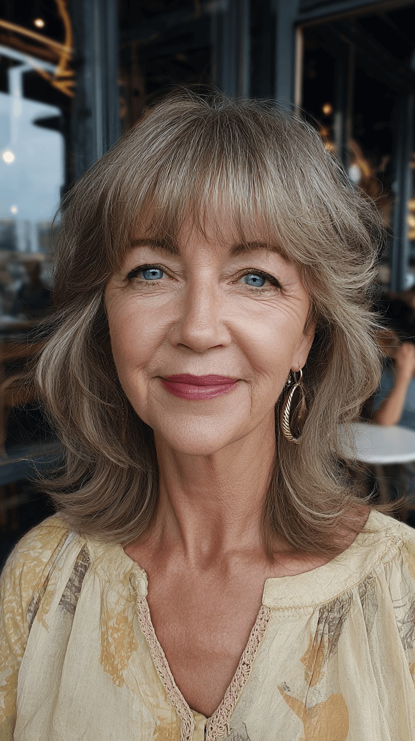 Softly Layered Ash Blonde Cut with Wispy Bangs