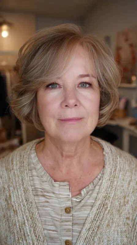 Softly Layered Feathered Bob with Gentle Movement