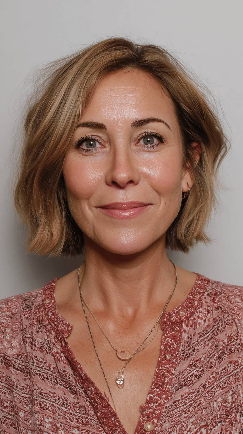 Softly Textured Mid-Length Bob with Gentle Waves