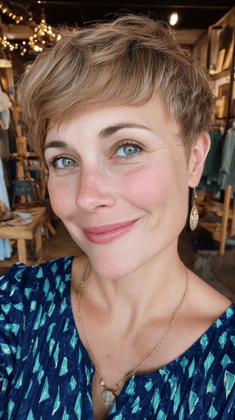 Softly Textured Short Crop with Subtle Waves