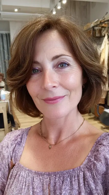 Stylish Feathered Bob with Soft Volume and Gentle Waves