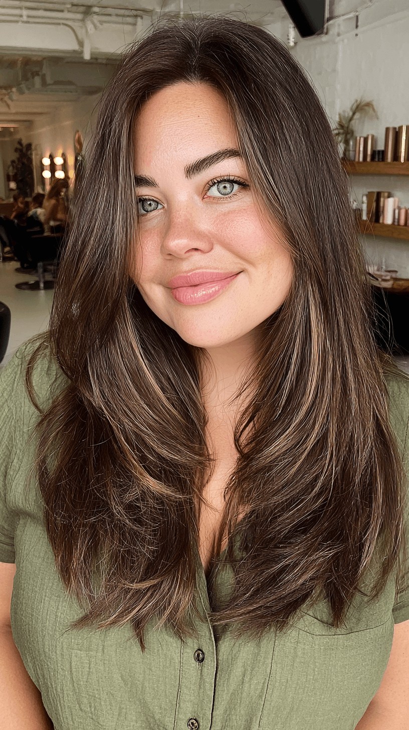 Stylish Long Layered Cut with Subtle Highlights
