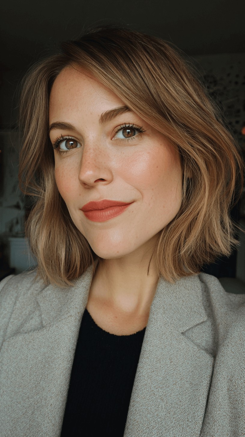 Stylish Textured Dark Blonde Lob with Soft Waves