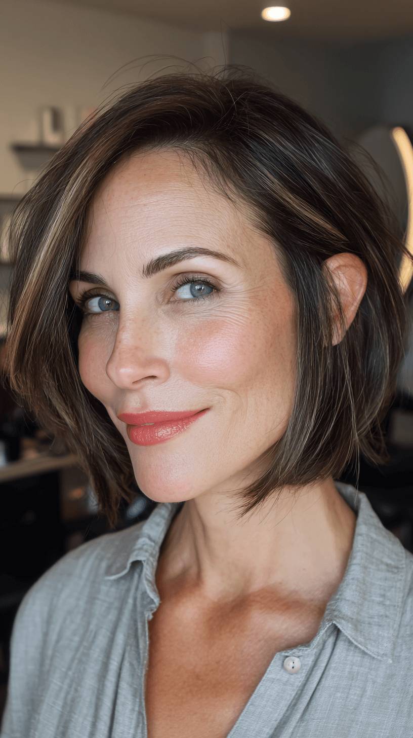 Textured Asymmetrical Bob with Subtle Highlights