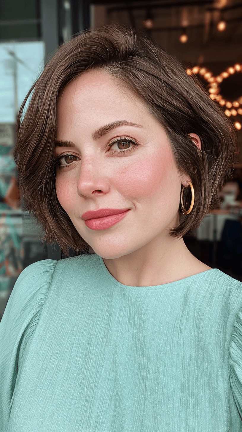 Textured Bob with Soft Waves and Side-Swept Bangs