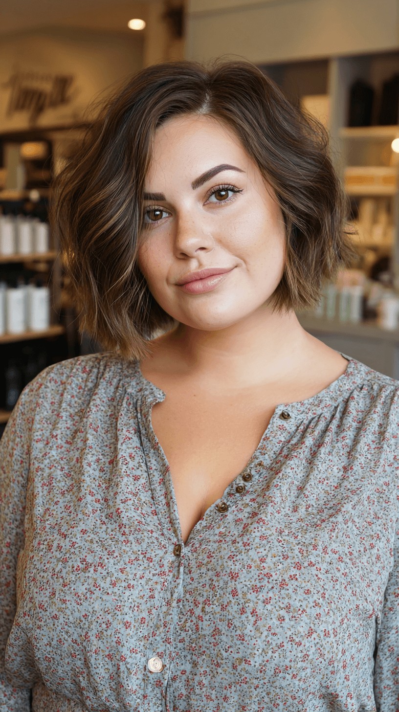 Textured Chin-Length Bob with Soft Waves