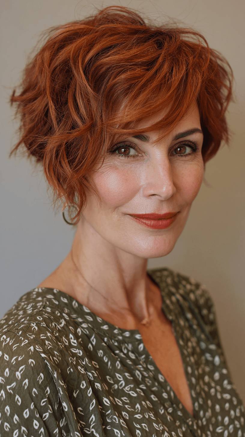 Textured Copper Short Crop with Playful Layers