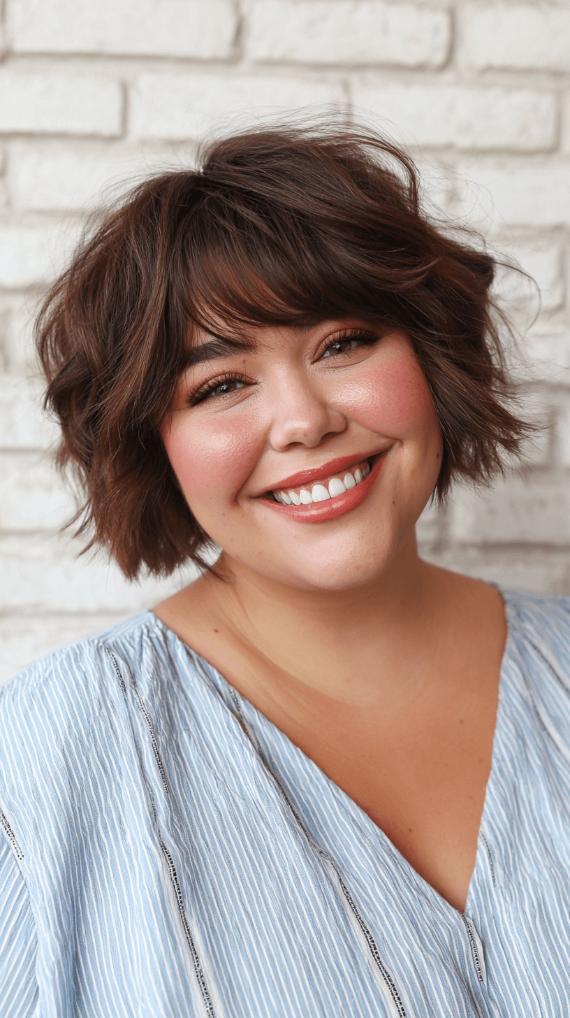 Textured Curly Bob with Soft Face-Framing Layers