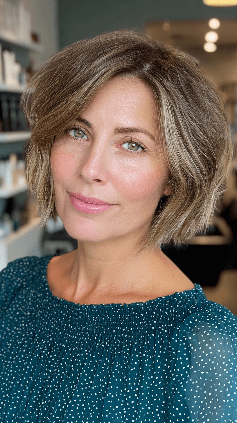 Textured Dark Blonde Bob with Subtle Highlights