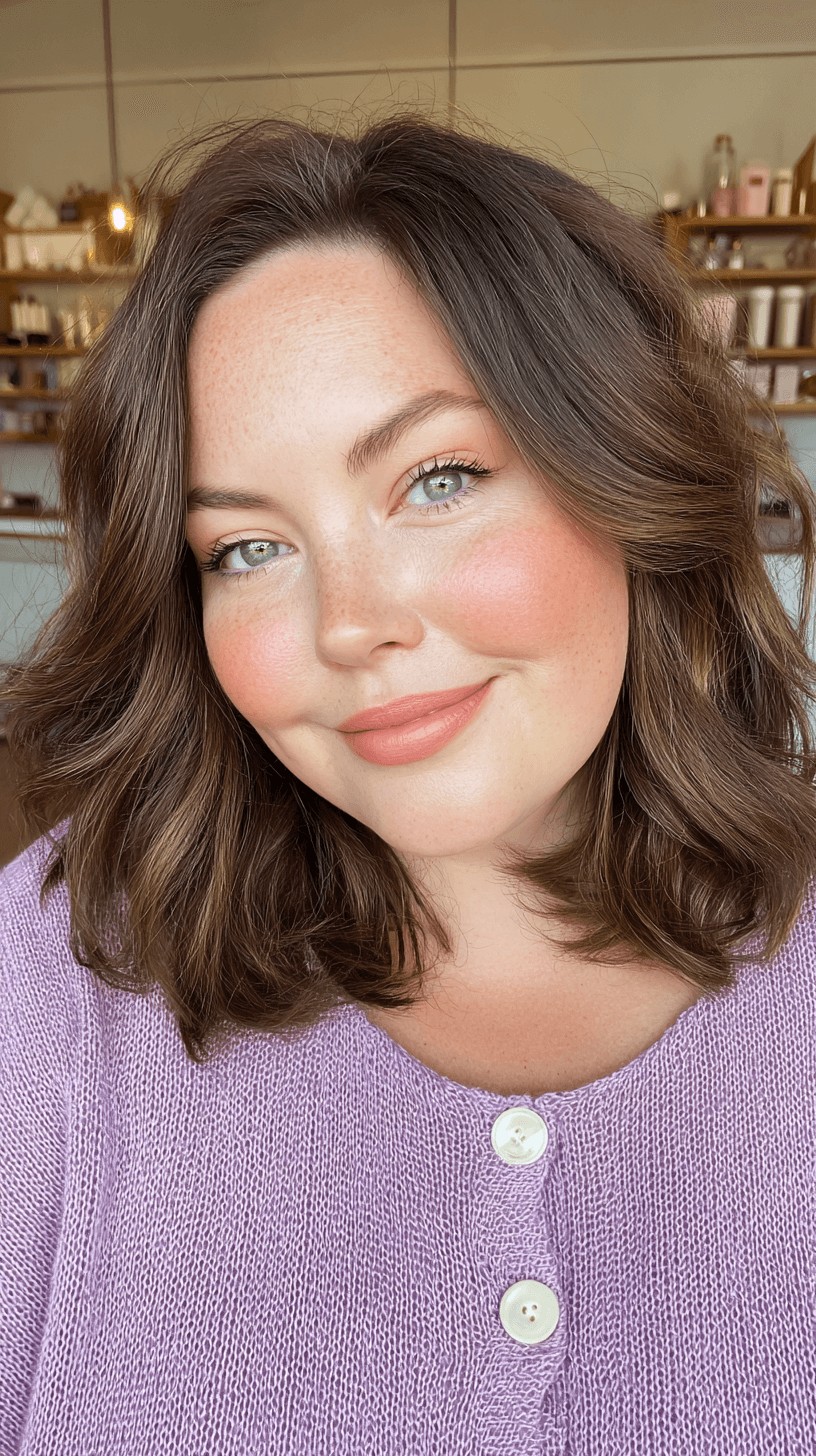 Textured Mid-Length Waves with Subtle Face-Framing Layers