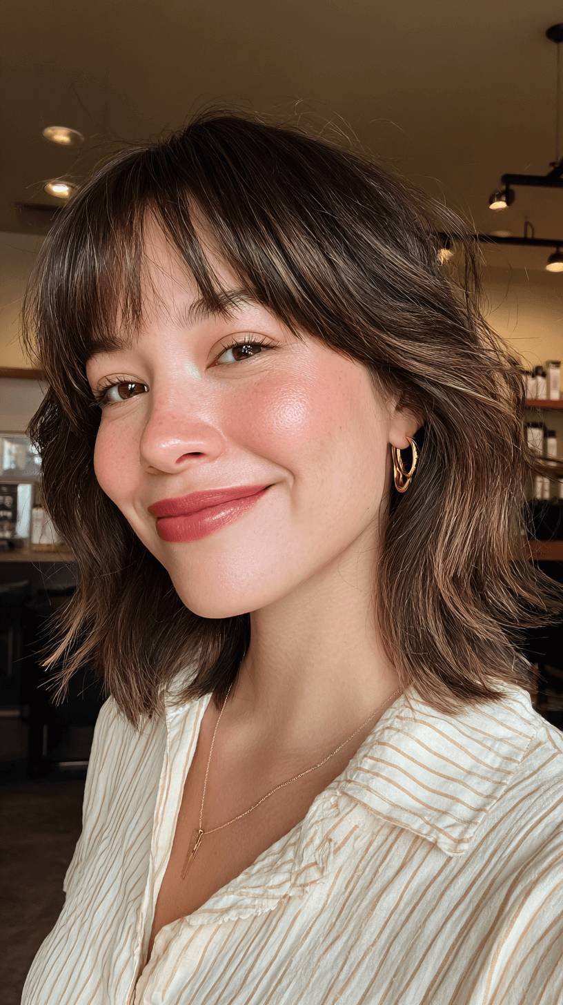 Textured Modern Mullet with Fringe and Soft Waves